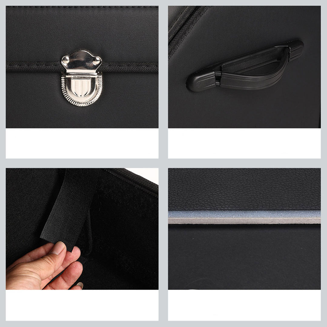 Premium 4X Leather Car Boot Collapsible Foldable Trunk Cargo Organizer Portable Storage Box With Lock Black Small - image4