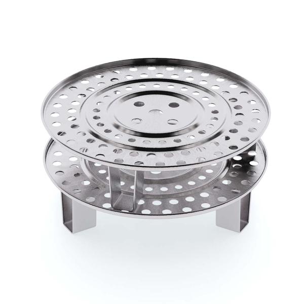 Premium 34cm Stainless Steel Steamer Insert Stock Pot Steaming Rack Stockpot Tray - image4