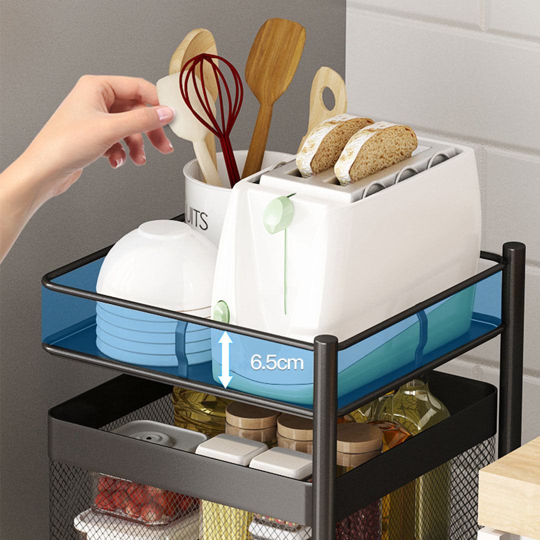 Premium 2X 5 Tier Steel Square Rotating Kitchen Cart Multi-Functional Shelves Portable Storage Organizer with Wheels - image5