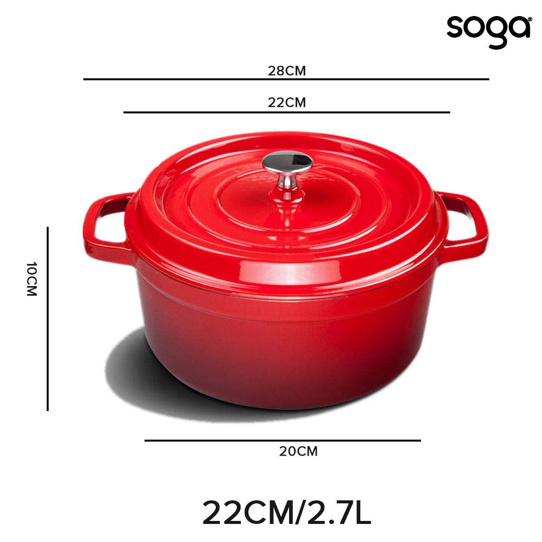 Premium 2X Cast Iron 26cm Enamel Porcelain Stewpot Casserole Stew Cooking Pot With Lid Red - image5