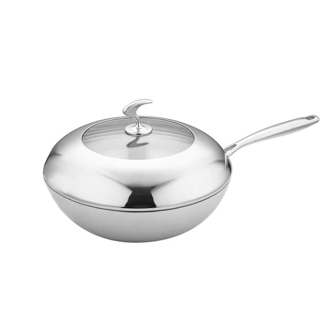 Premium 2X 18/10 Stainless Steel Fry Pan 30cm Frying Pan Top Grade Cooking Non Stick Interior Skillet with Lid - image5