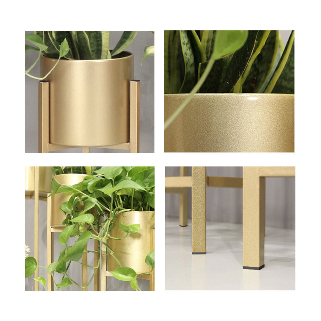 Premium 30cm Gold Metal Plant Stand with Flower Pot Holder Corner Shelving Rack Indoor Display - image5