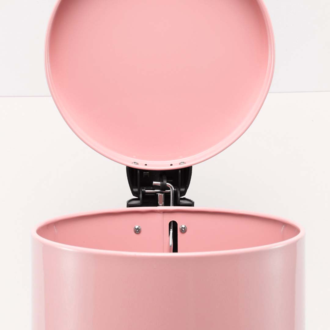 Premium 12L Modern Foot Pedal Trash Bin Waste Kitchen Bathroom Stainless Steel Round Pink - image5