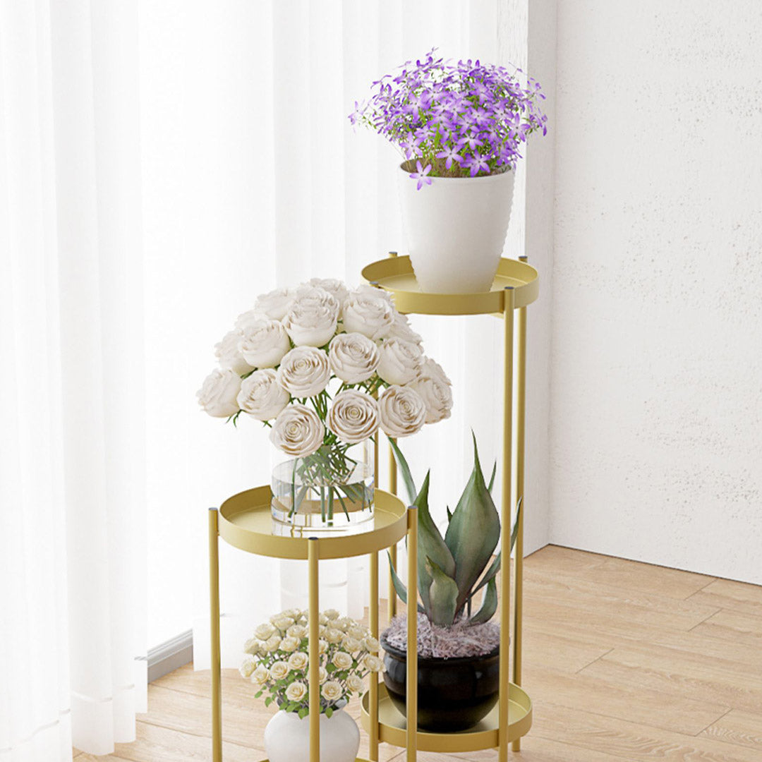 Premium 4X 2 Layer 80cm Gold Metal Plant Stand Flower Pot Holder Corner Shelving Rack Indoor Display - image5