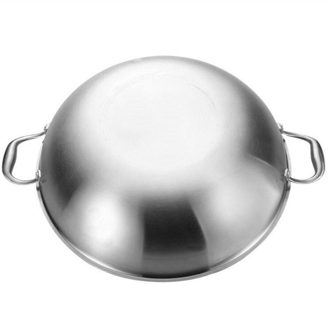 Premium 2X 3-Ply 42cm Stainless Steel Double Handle Wok Frying Fry Pan Skillet with Lid - image5