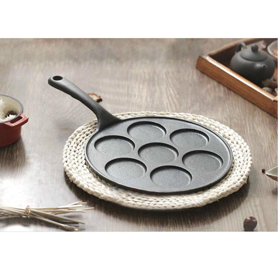 Premium 2X 23cm Cast Iron Takoyaki Fry Pan Octopus Balls Maker 7 Hole Cavities Grill Mold - image5