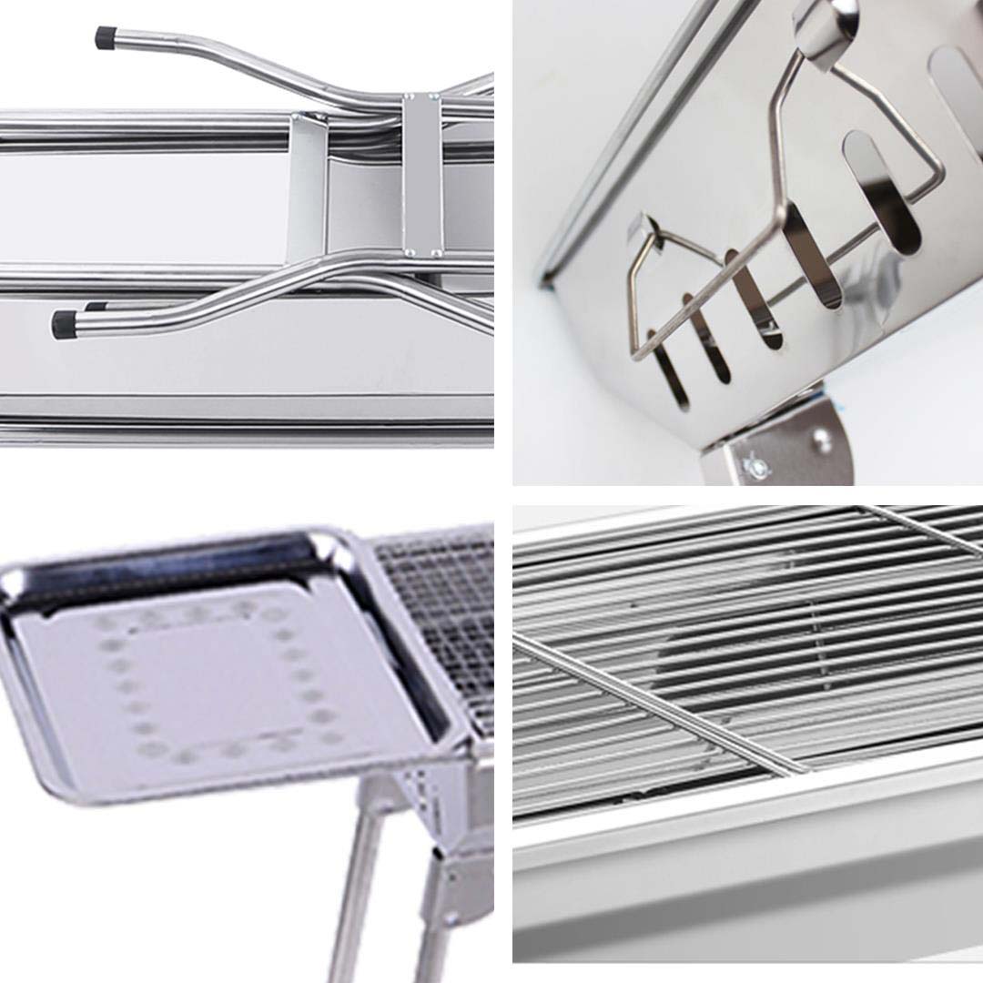 Premium 2x Skewers Grill with Side Tray Portable Stainless Steel Charcoal BBQ Outdoor 6-8 Persons - image5
