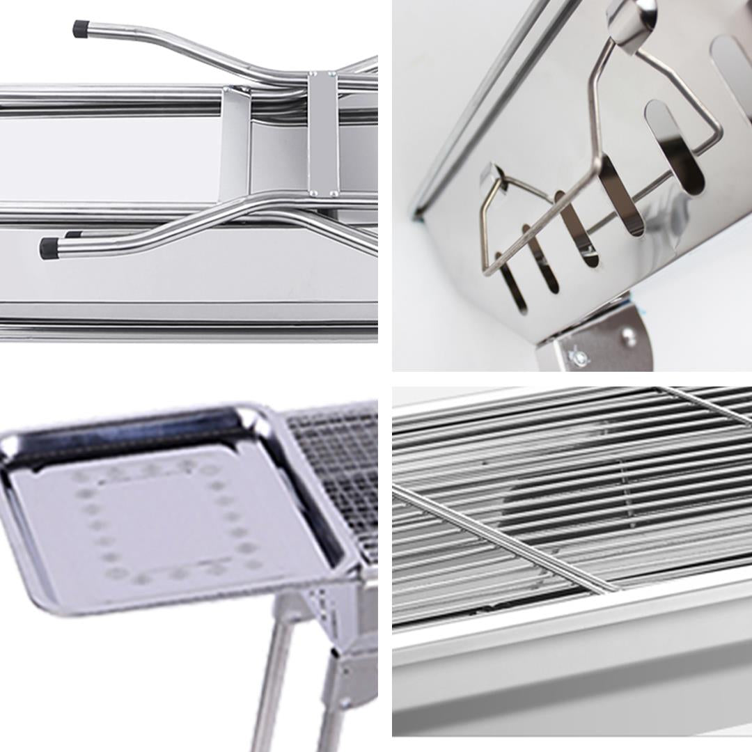 Premium Skewers Grill with Side Tray Portable Stainless Steel Charcoal BBQ Outdoor 6-8 Persons - image5