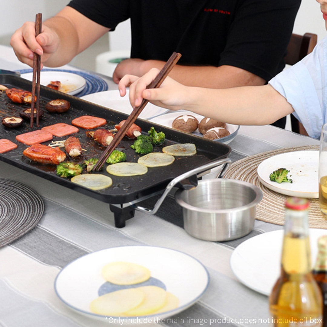 Premium 48cm Electric BBQ Grill Teppanyaki Tough Non-stick Surface Hot Plate Kitchen 3-5 Person - image5