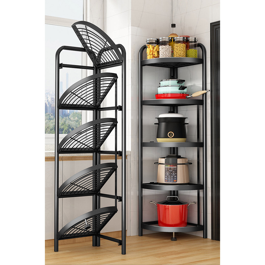 Premium 5 Tier Steel Triangular  Corner Stand Multi-Functional Shelves Portable Storage Organizer - image5