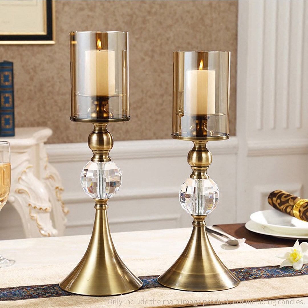 Premium 43cm 38cm Glass Candle Holder Candle Stand Glass/Metal - image5