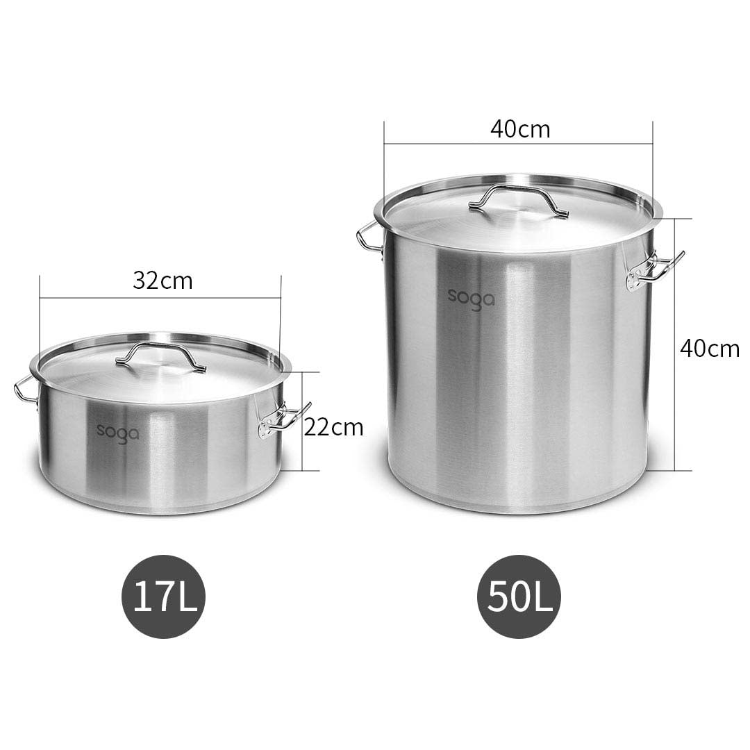 Premium 17L Wide Stock Pot  and 50L Tall Top Grade Thick Stainless Steel Stockpot 18/10 - image5