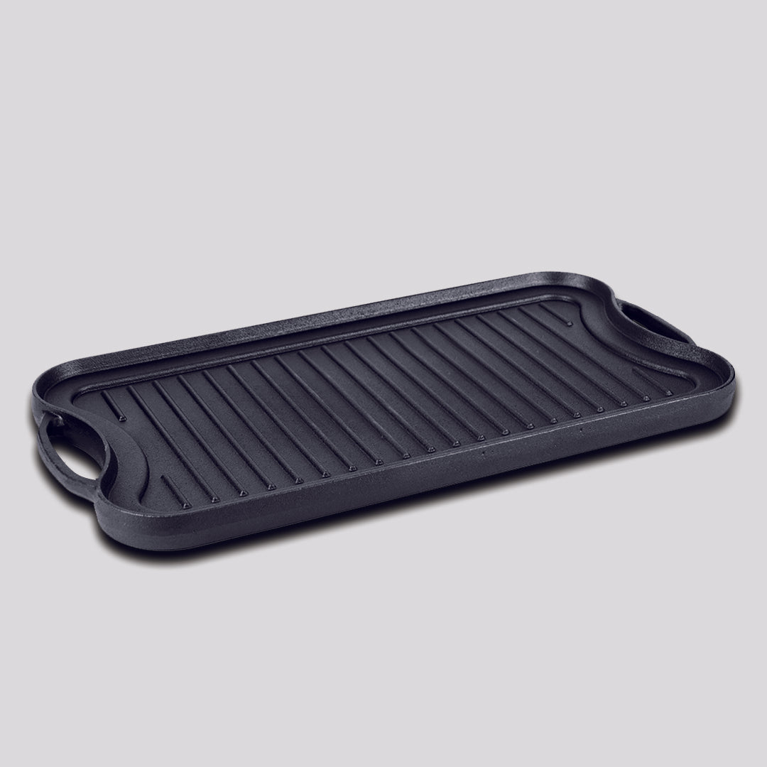 Premium 50.8cm Cast Iron Ridged Griddle Hot Plate Grill Pan BBQ Stovetop - image5