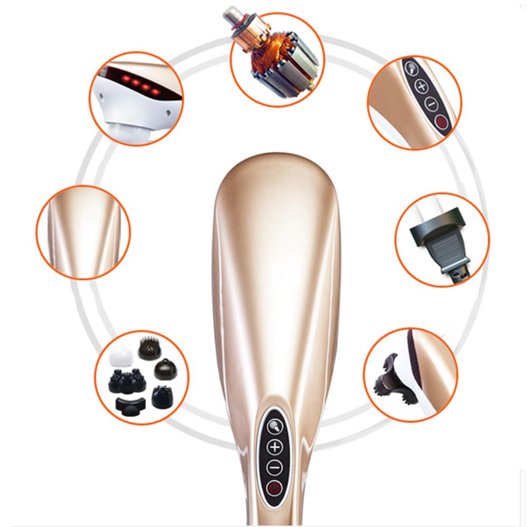 Premium 6 Heads Portable Handheld Massager Soothing Stimulate Blood Flow Shoulder Gold - image5