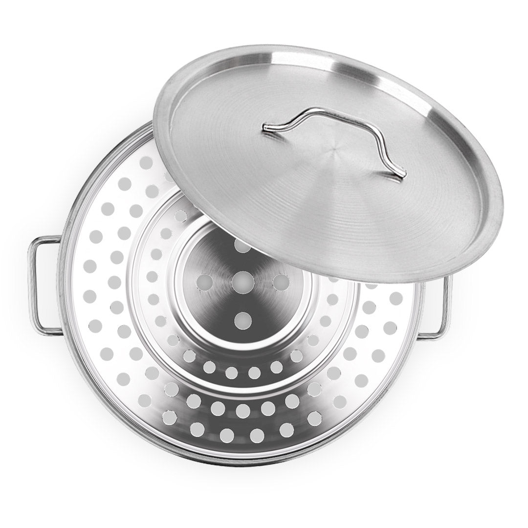 Premium 21L Stainless Steel Stock Pot with Two Steamer Rack Insert Stockpot Tray - image5