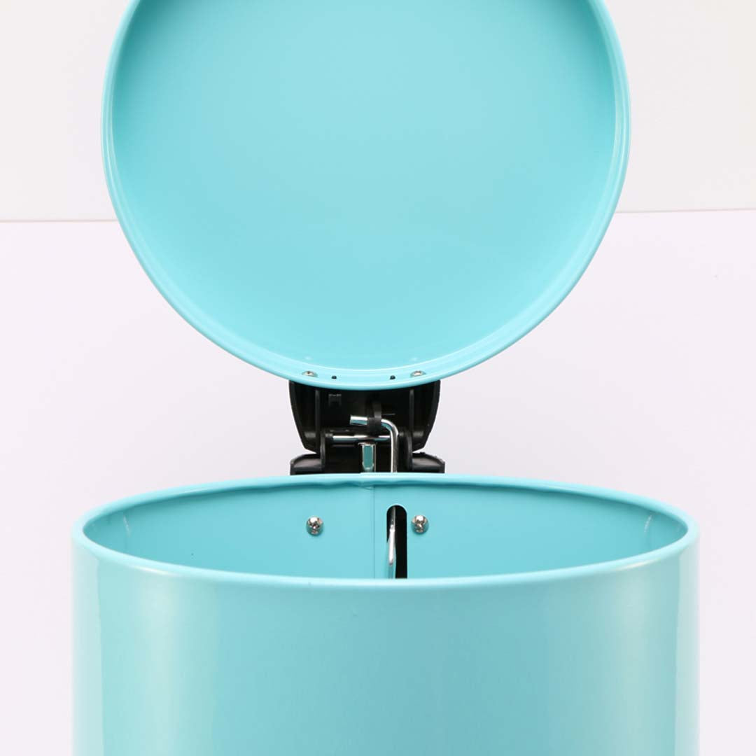 Premium 7L Modern Foot Pedal Trash Bin Waste Kitchen Bathroom Stainless Steel Round Blue - image5