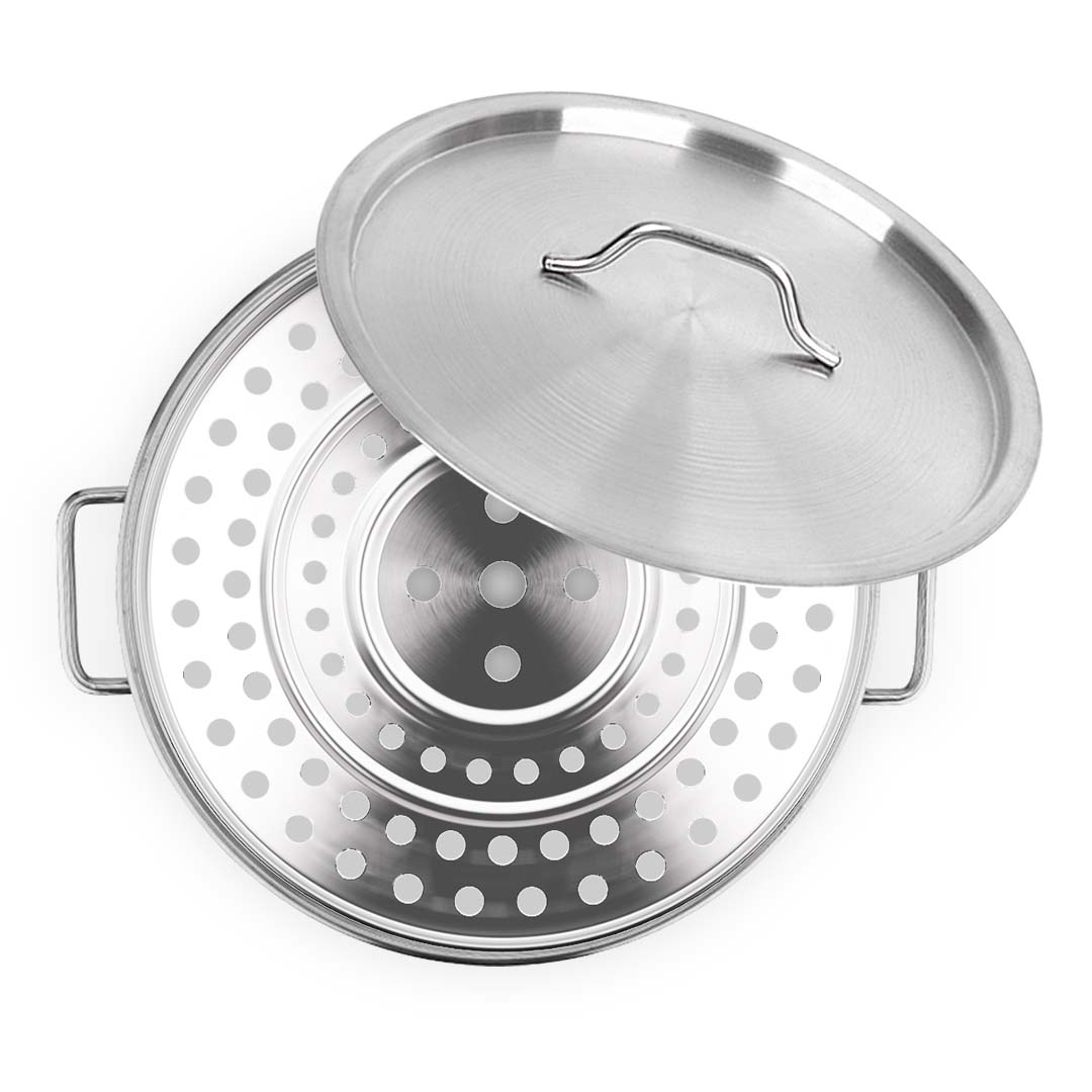 Premium 50L Stainless Steel Stock Pot with Two Steamer Rack Insert Stockpot Tray - image5