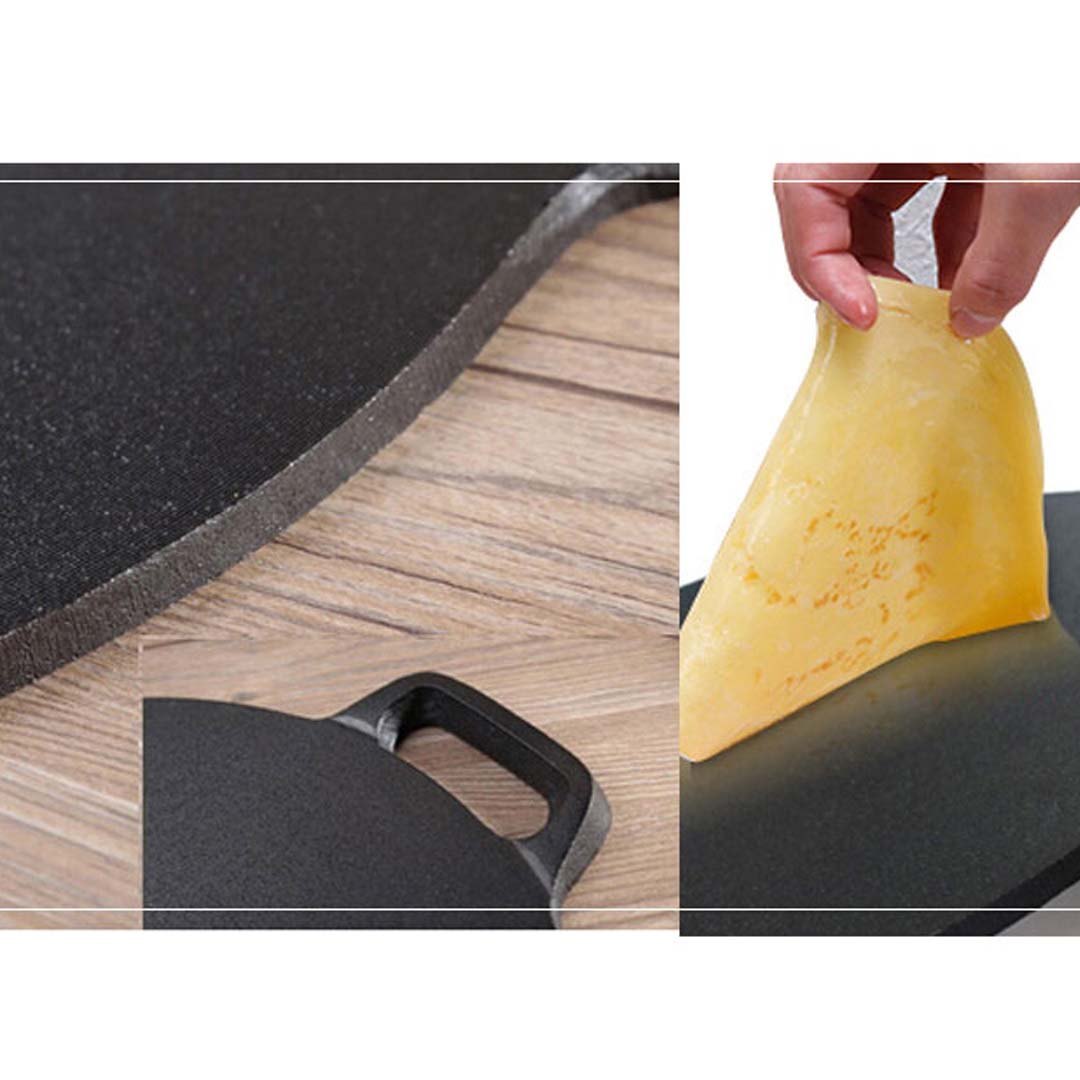 Premium 37cm Cast Iron Induction Crepes Pan Baking Cookie Pancake Pizza Bakeware - image5