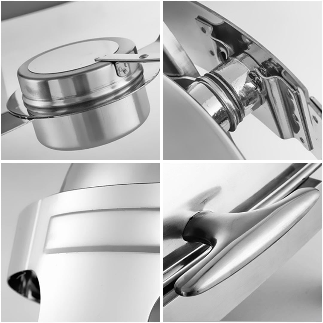 Premium 6L Stainless Steel Chafing Food Warmer Catering Dish Round Roll Top - image5