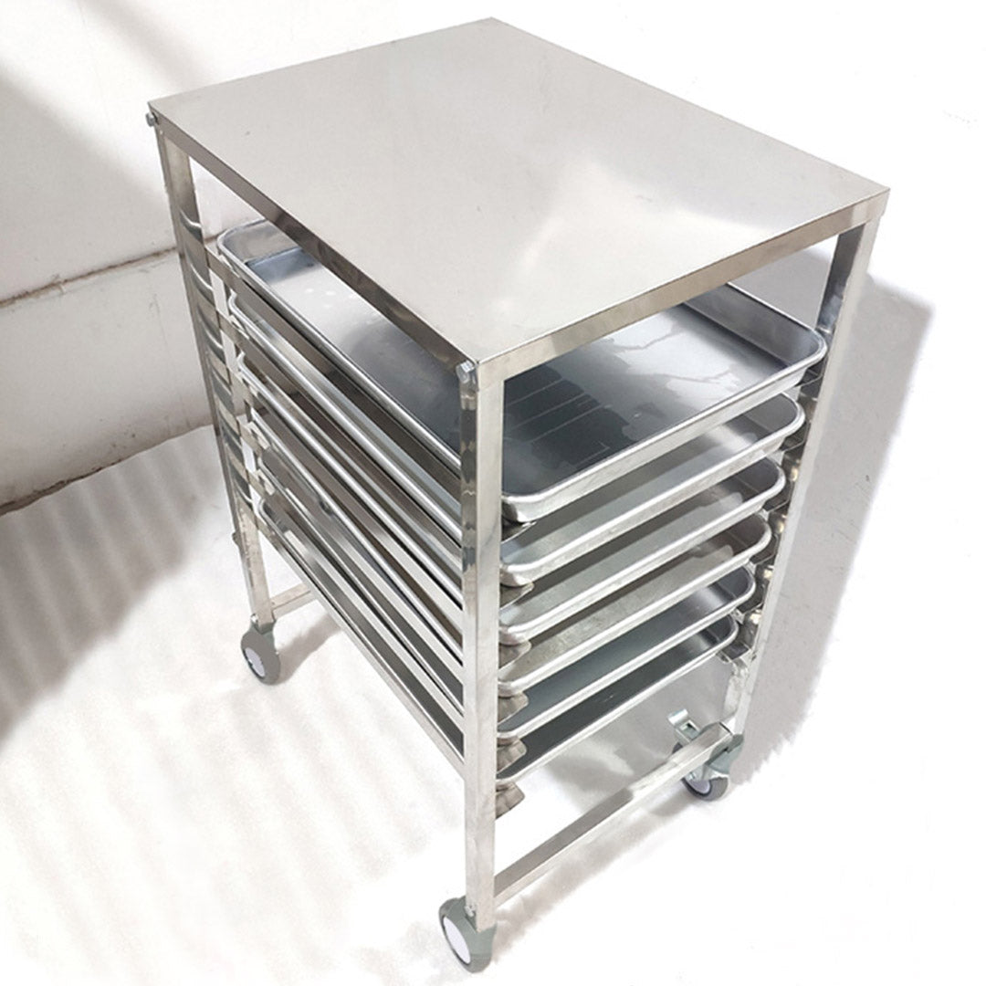 Premium Gastronorm Trolley 7 Tier Stainless Steel Bakery Trolley Suits GN 1/1 Pans with Working Surface - image5