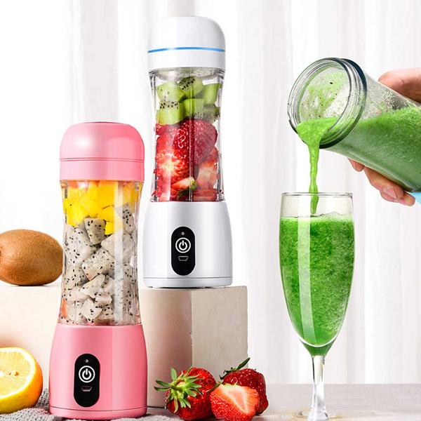 Premium 380ml Portable Mini USB Rechargeable Handheld Fruit Mixer Juicer White - image5