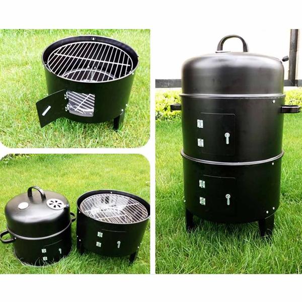 Premium 3 In 1 Barbecue Smoker Outdoor Charcoal BBQ Grill Camping Picnic Fishing - image5