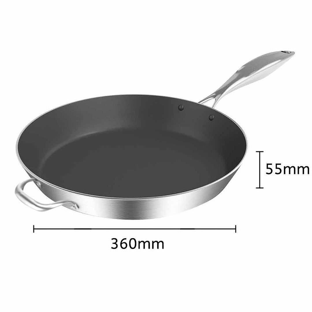 Premium Stainless Steel Fry Pan 36cm Frying Pan Induction FryPan Non Stick Interior - image6