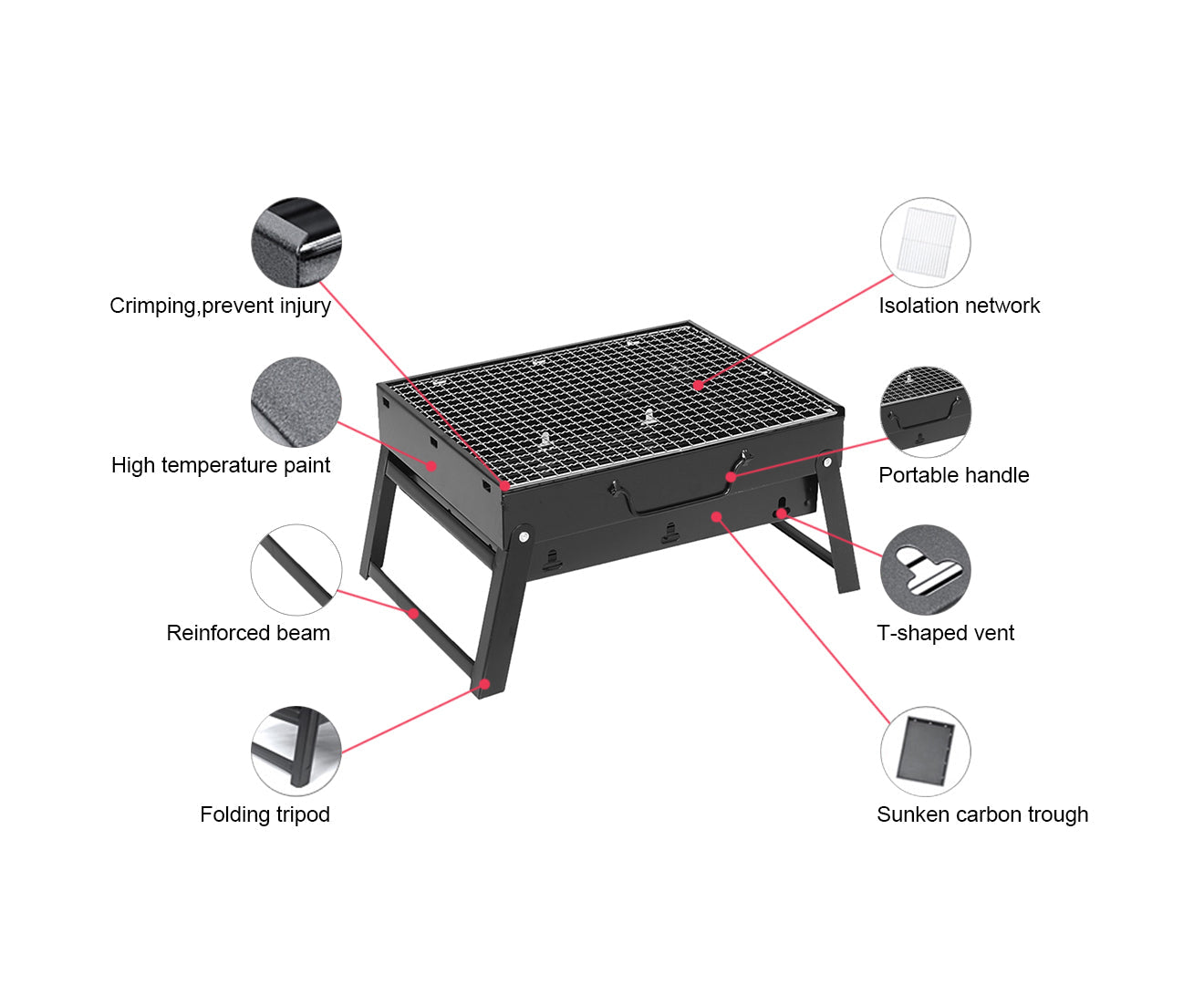 Premium 2X Portable Mini Folding Thick Box-Type Charcoal Grill for Outdoor BBQ Camping - image6