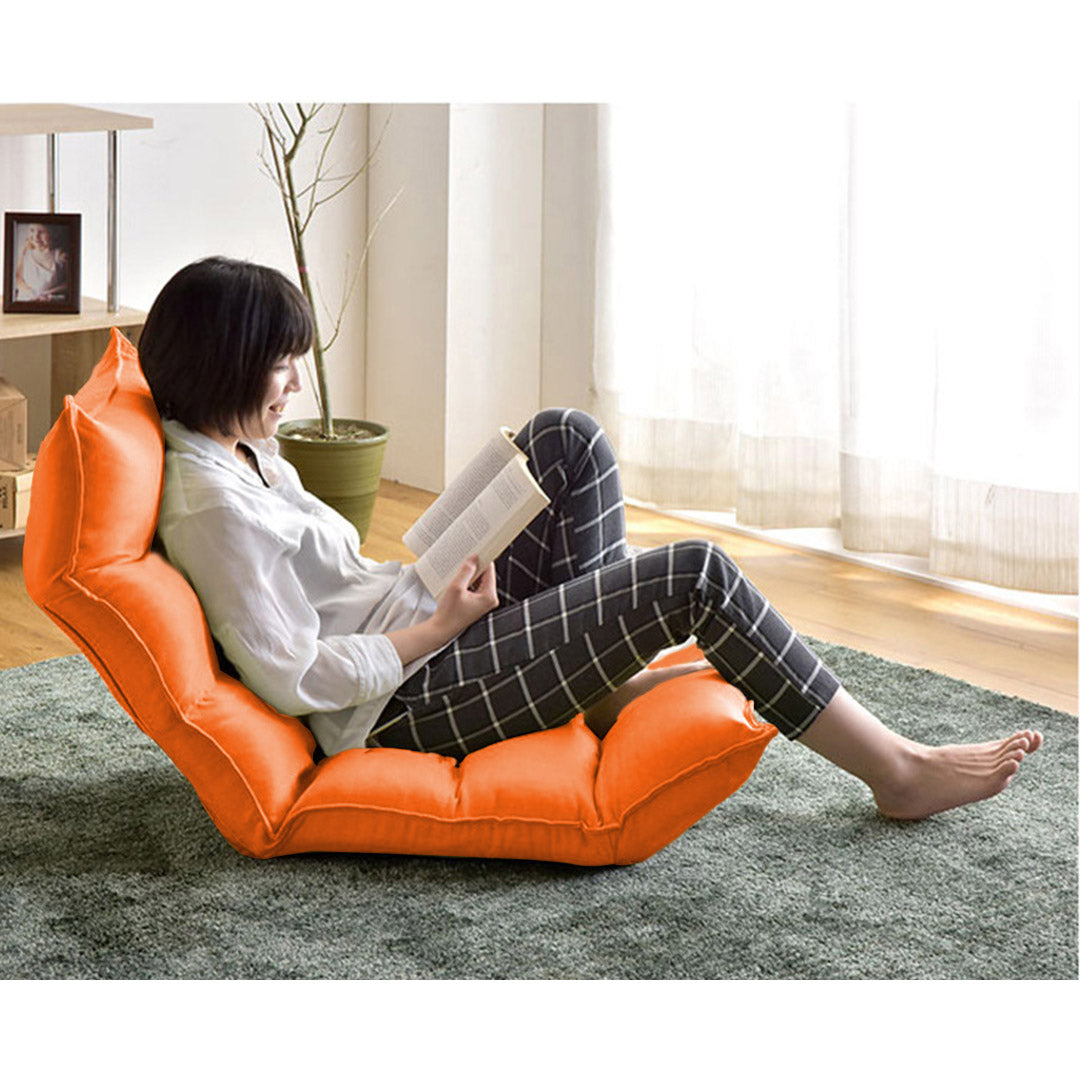 Premium Foldable Tatami Floor Sofa Bed Meditation Lounge Chair Recliner Lazy Couch Orange - image6