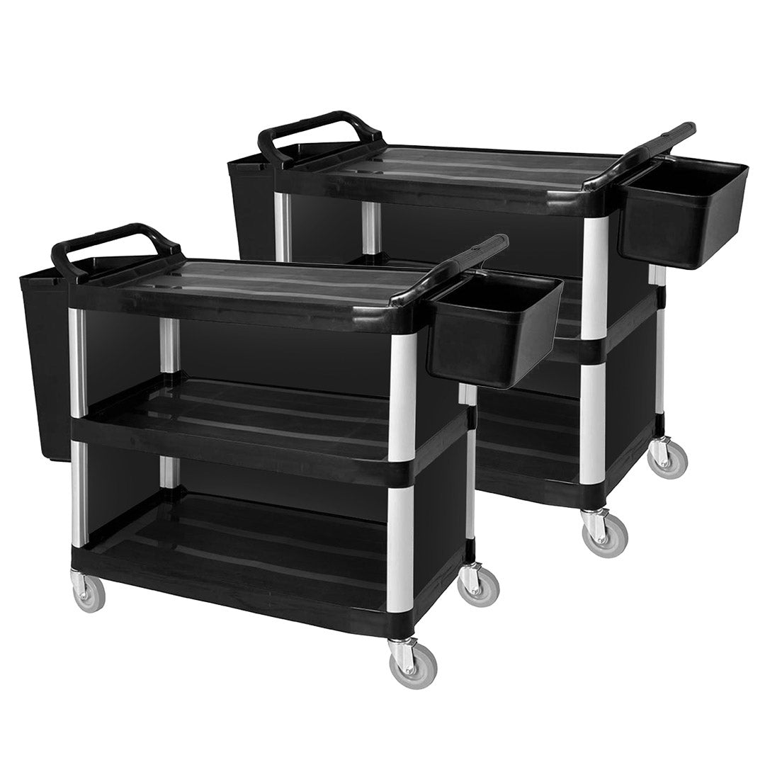 Premium 2X 3 Tier Covered Food Trolley Food Waste Cart Storage Mechanic Kitchen with Bins - image6