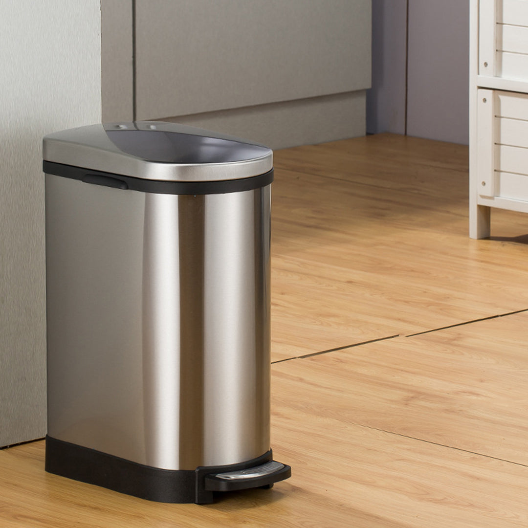 Premium 4X Foot Pedal Stainless Steel Rubbish Recycling Garbage Waste Trash Bin 10L U - image6