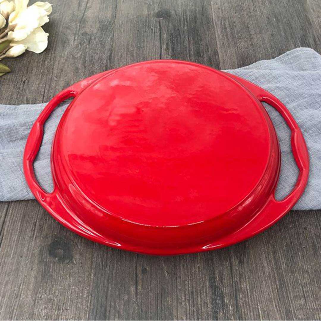 Premium Enamel Porcelain Cast Iron Frying Pan Skillet Non-stick Coating Steak Sizzle Platter 26cm - image6