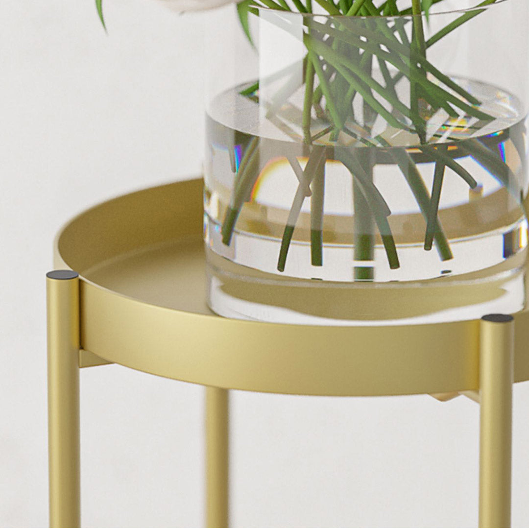 Premium 2 Layer 50cm Gold Metal Plant Stand Flower Pot Holder Corner Shelving Rack Indoor Display - image6