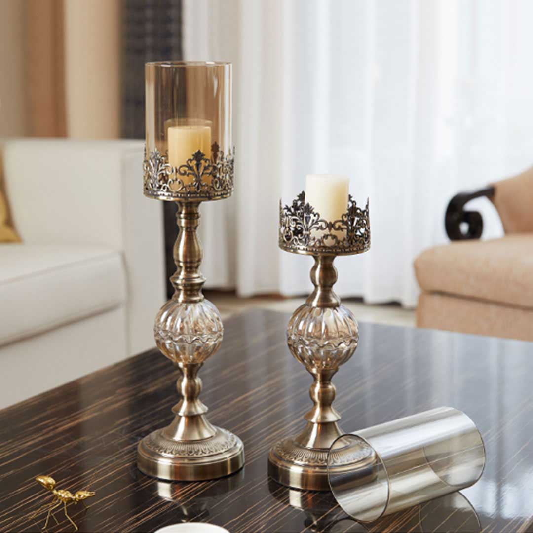 Premium 2X 48cm Glass Candle Holder Candle Stand Glass/Metal - image6