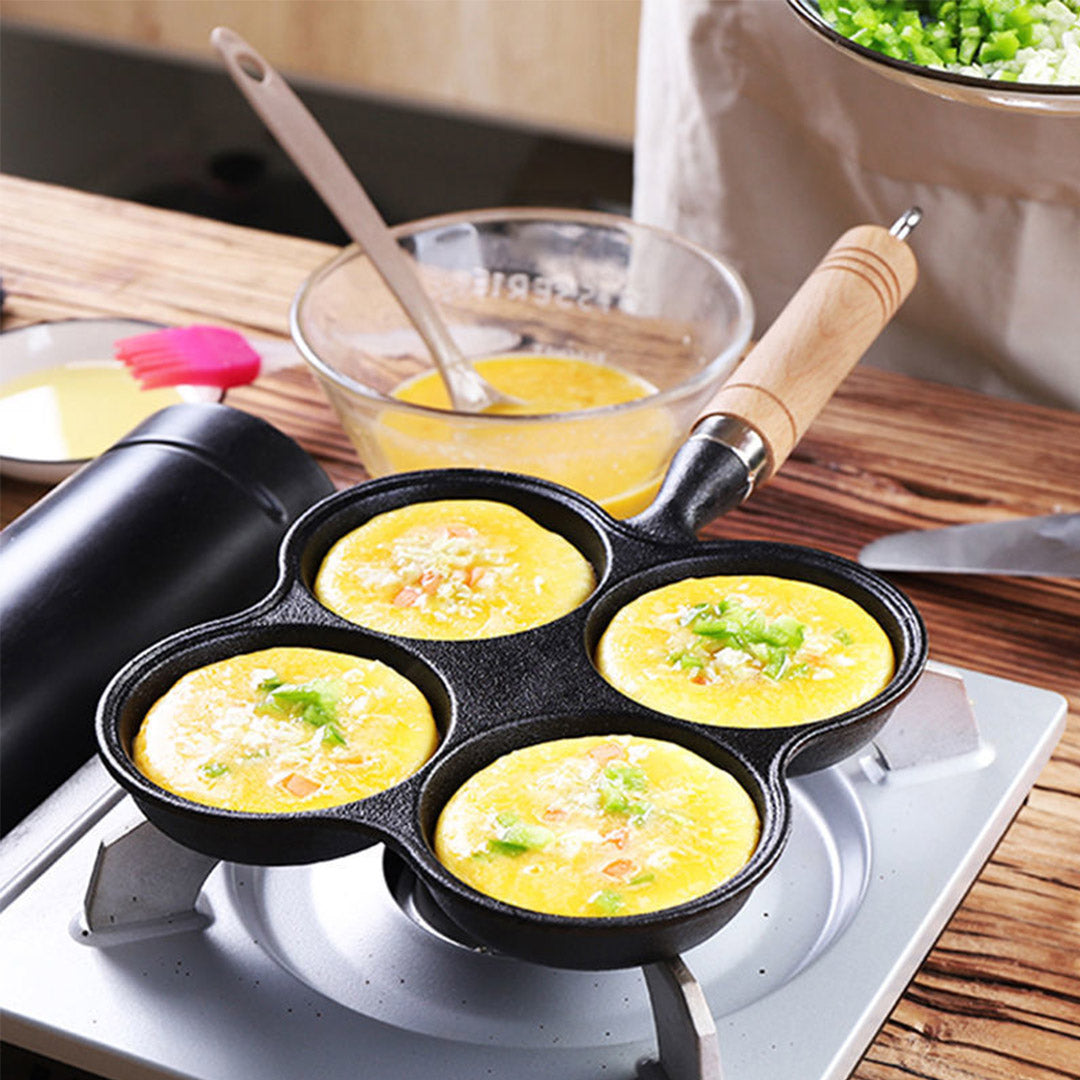 Premium 2X 4 Mold Multi-Portion Cast Iron Breakfast Fried Egg Pancake Omelet Fry Pan - image6