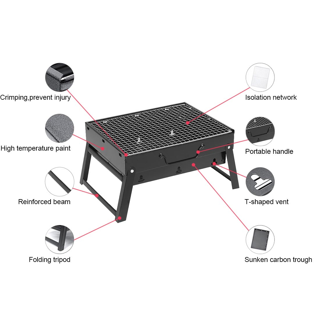 Premium 43cm Portable Folding Thick Box-Type Charcoal Grill for Outdoor BBQ Camping - image6