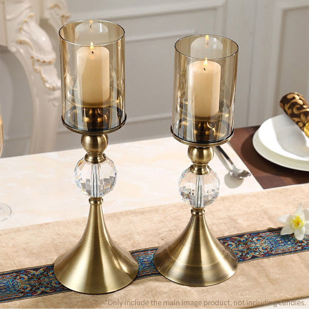 Premium 43cm 38cm Glass Candle Holder Candle Stand Glass/Metal - image6