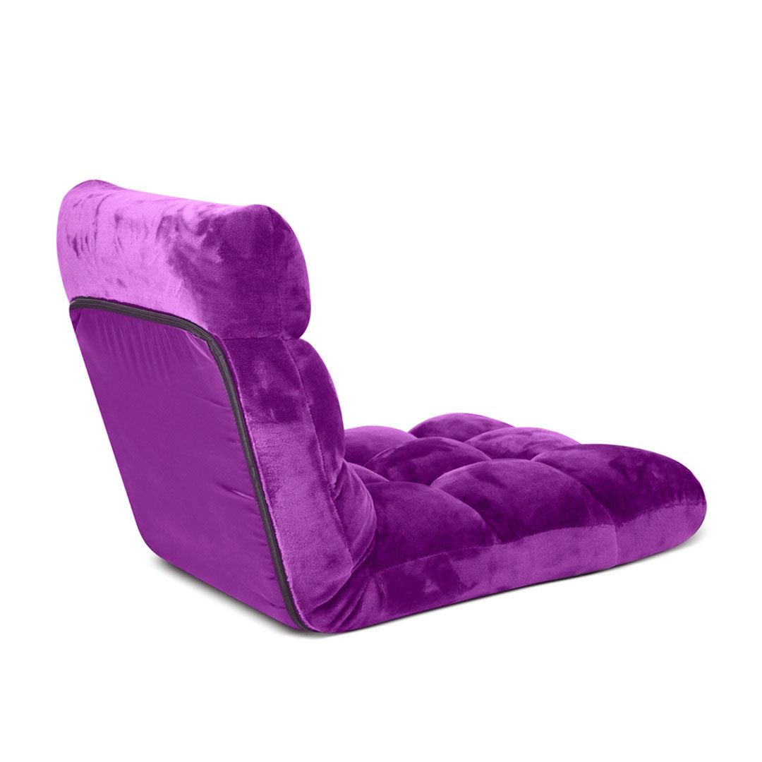 Premium Floor Recliner Folding Lounge Sofa Futon Couch Folding Chair Cushion Purple x2 - image6