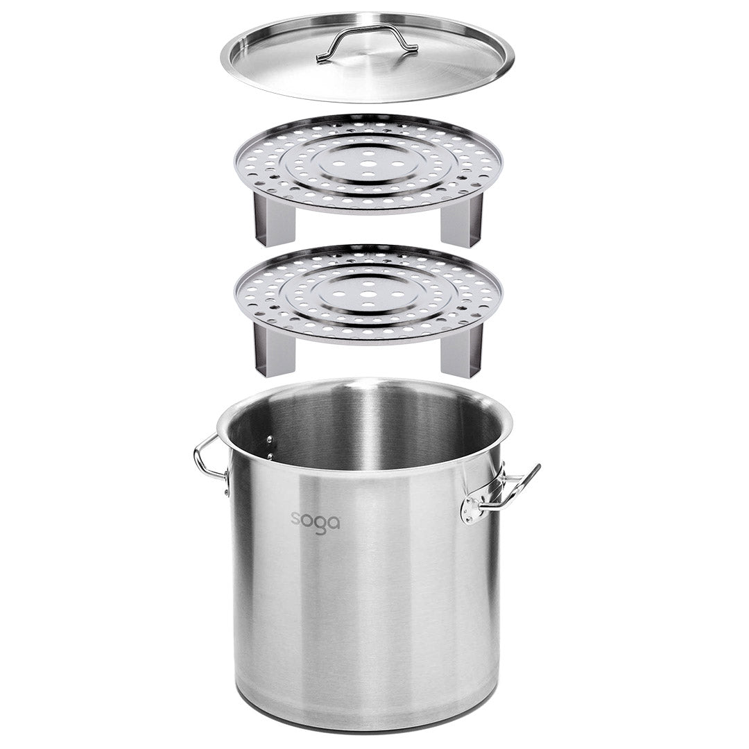 Premium 21L Stainless Steel Stock Pot with One Steamer Rack Insert Stockpot Tray - image6