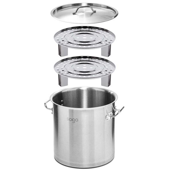 Premium 33L Stainless Steel Stock Pot with One Steamer Rack Insert Stockpot Tray - image6