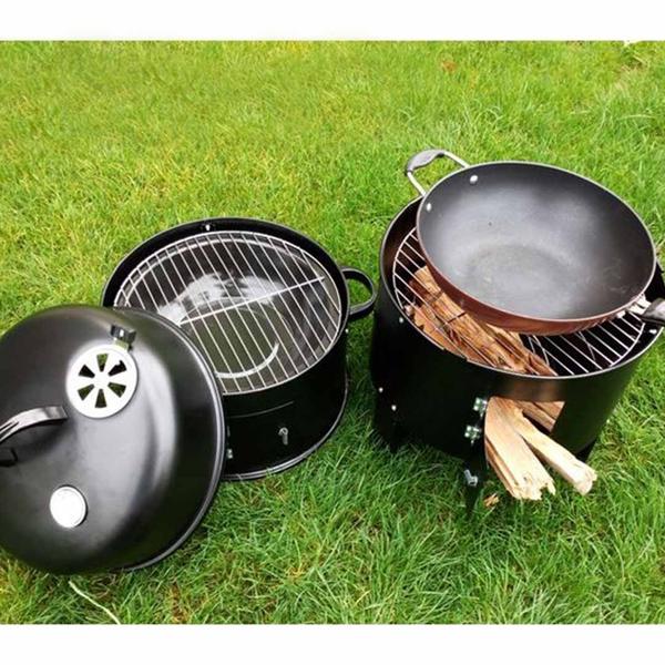 Premium 3 In 1 Barbecue Smoker Outdoor Charcoal BBQ Grill Camping Picnic Fishing - image6