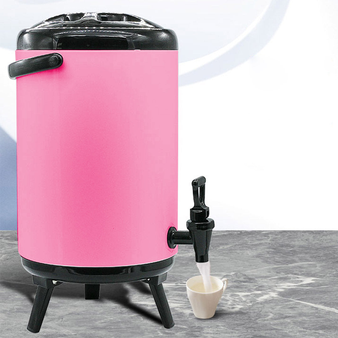 Premium 16L Stainless Steel Insulated Milk Tea Barrel Hot and Cold Beverage Dispenser Container with Faucet Pink - image7