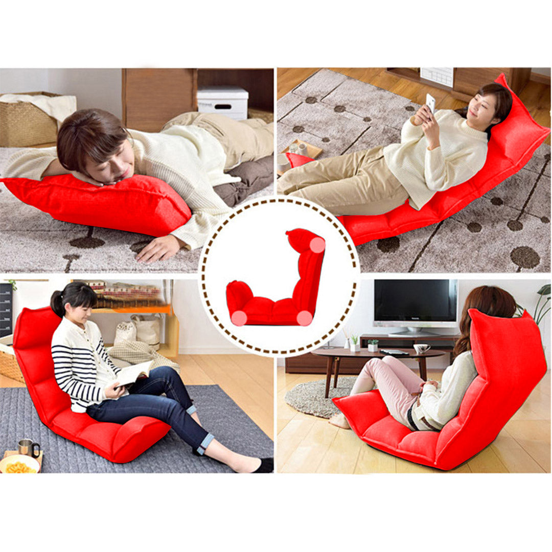 Premium 2X Foldable Tatami Floor Sofa Bed Meditation Lounge Chair Recliner Lazy Couch Red - image7