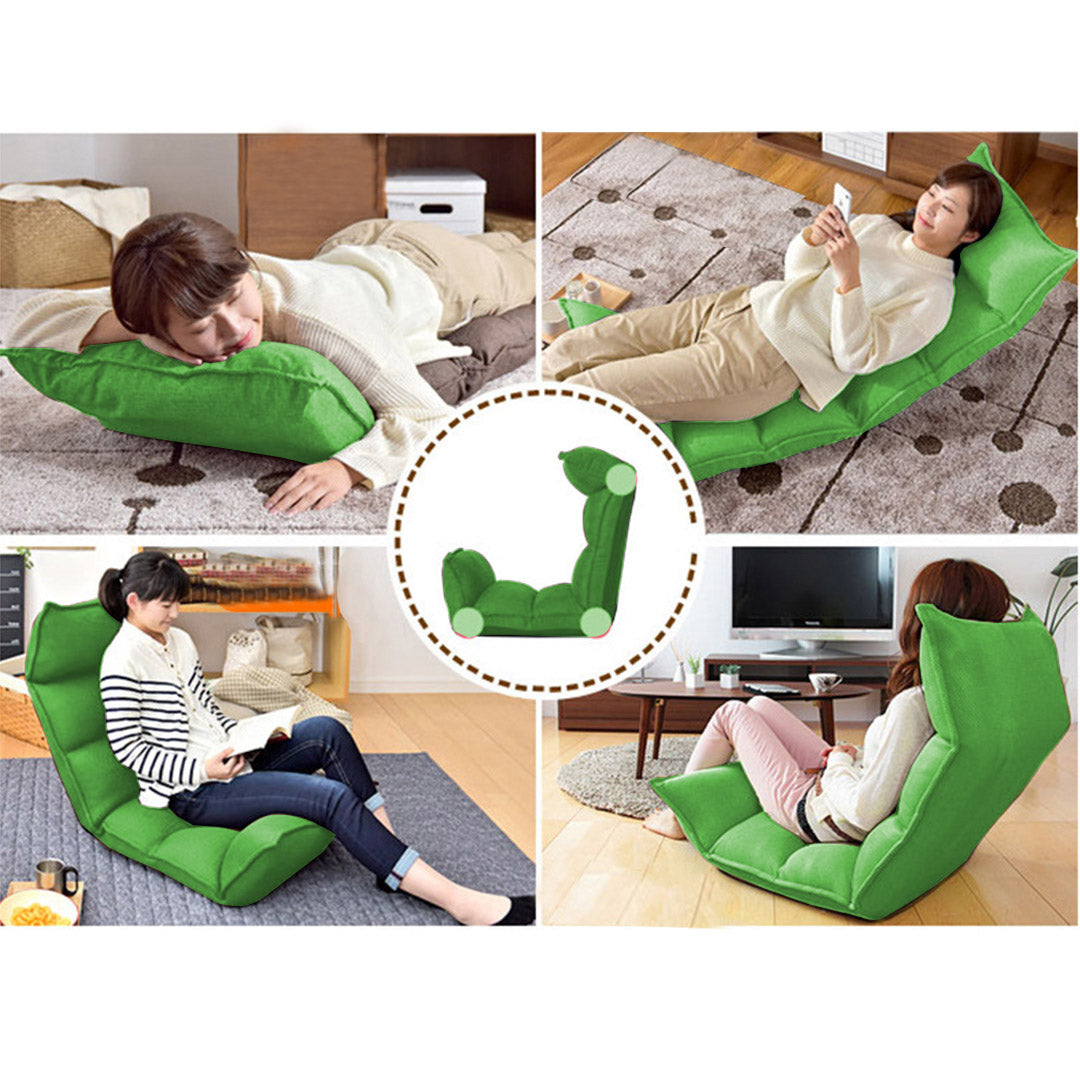 Premium 4X Foldable Tatami Floor Sofa Bed Meditation Lounge Chair Recliner Lazy Couch Green - image7