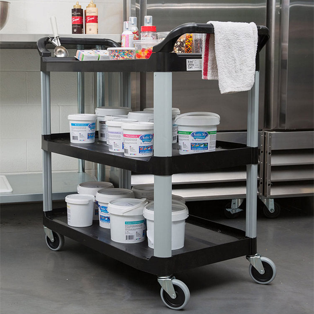 Premium 3 Tier Food Trolley Food Waste Cart Storage Mechanic Kitchen Black Large - image7