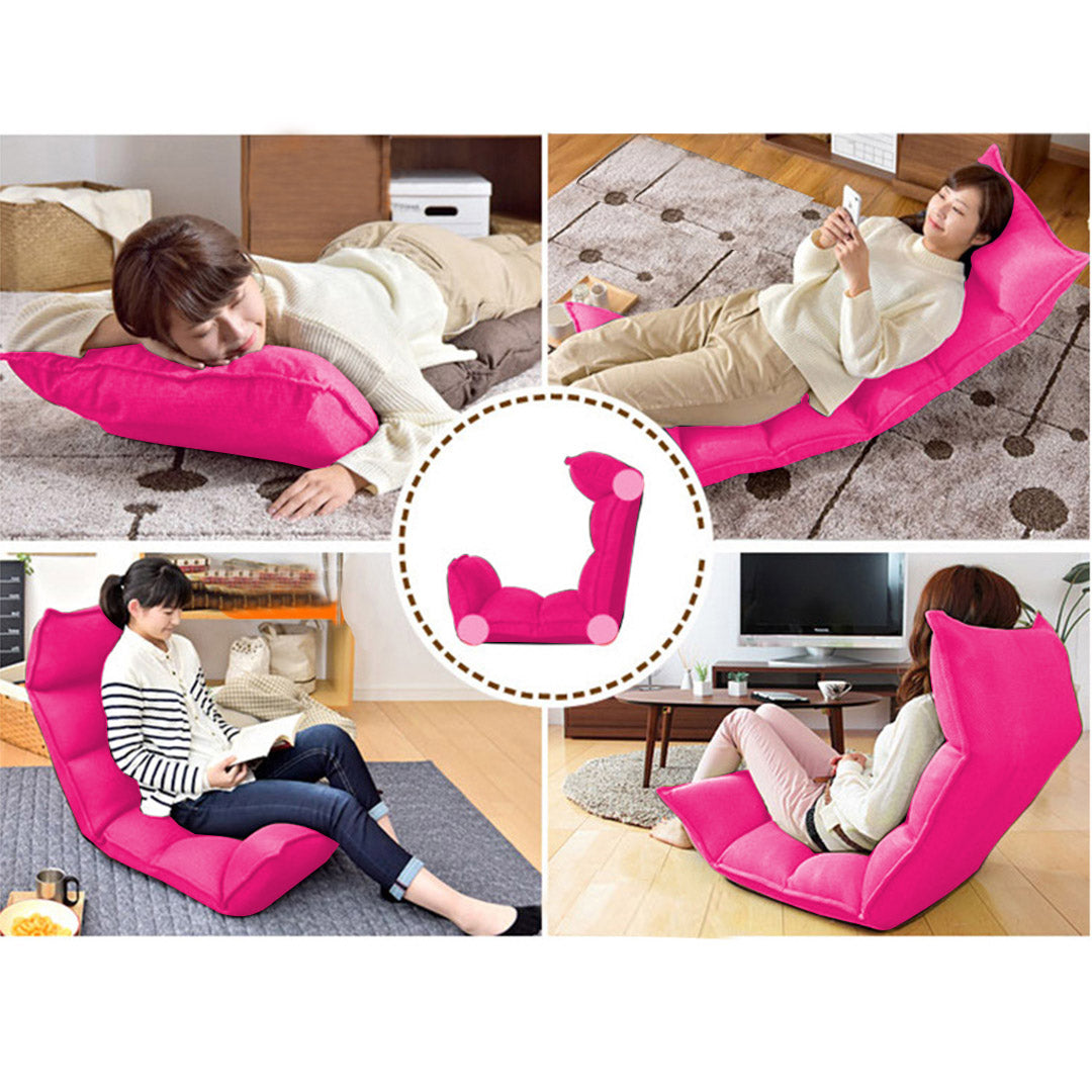 Premium 4X Foldable Tatami Floor Sofa Bed Meditation Lounge Chair Recliner Lazy Couch Pink - image7