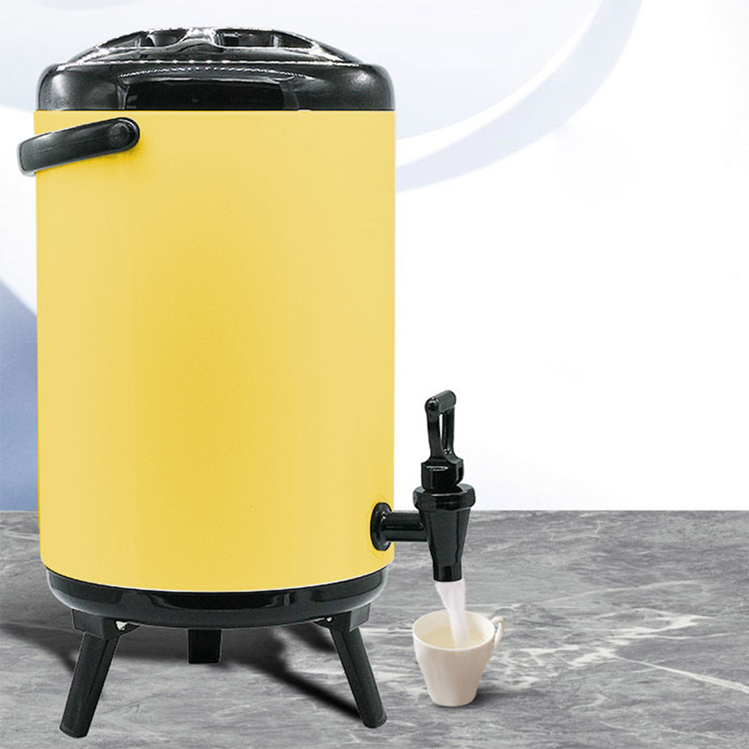 Premium 8X 18L Stainless Steel Insulated Milk Tea Barrel Hot and Cold Beverage Dispenser Container with Faucet Yellow - image7