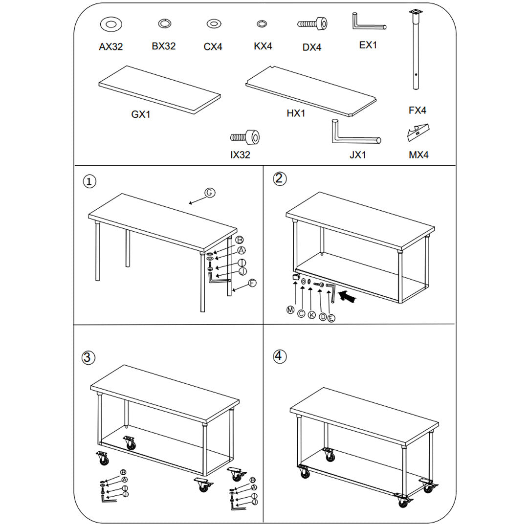 Premium 120cm Commercial Catering Kitchen Stainless Steel Prep Work Bench Table with Wheels - image7