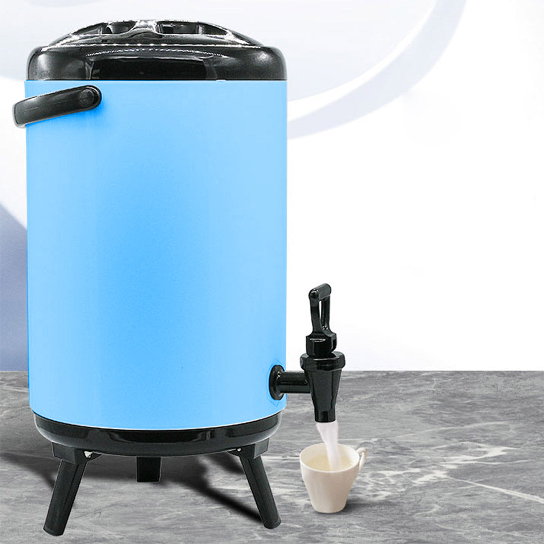 Premium 18L Stainless Steel Insulated Milk Tea Barrel Hot and Cold Beverage Dispenser Container with Faucet Blue - image7