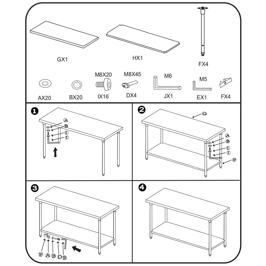 Premium 2-Tier Commercial Catering Kitchen Stainless Steel Prep Work Bench Table 120*70*85cm - image7